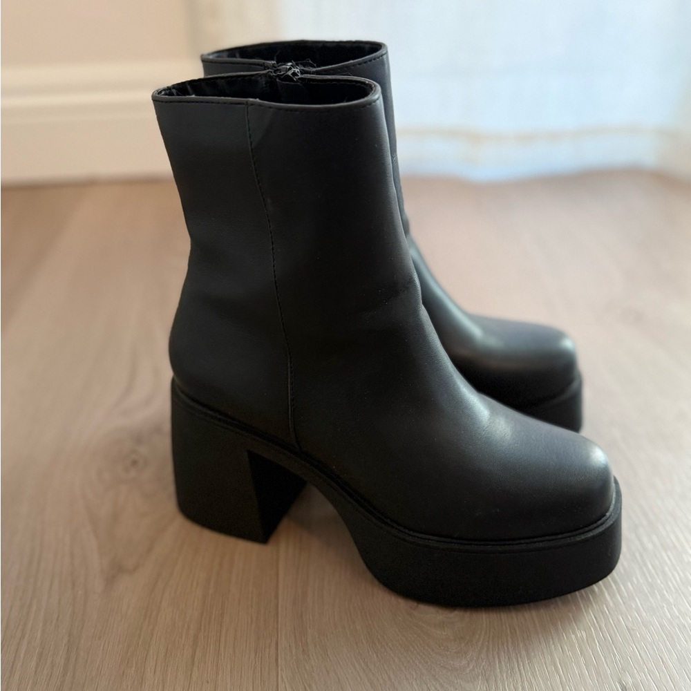 Black platform booties